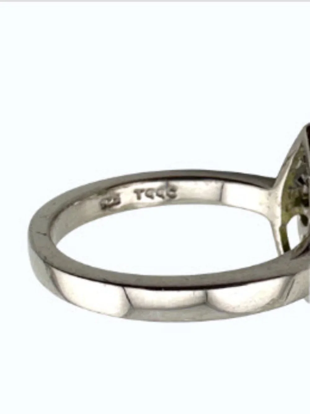 Annabella Peridot White Topaz Halo Ring 925 Sterling Silver Pear Cut Size 6